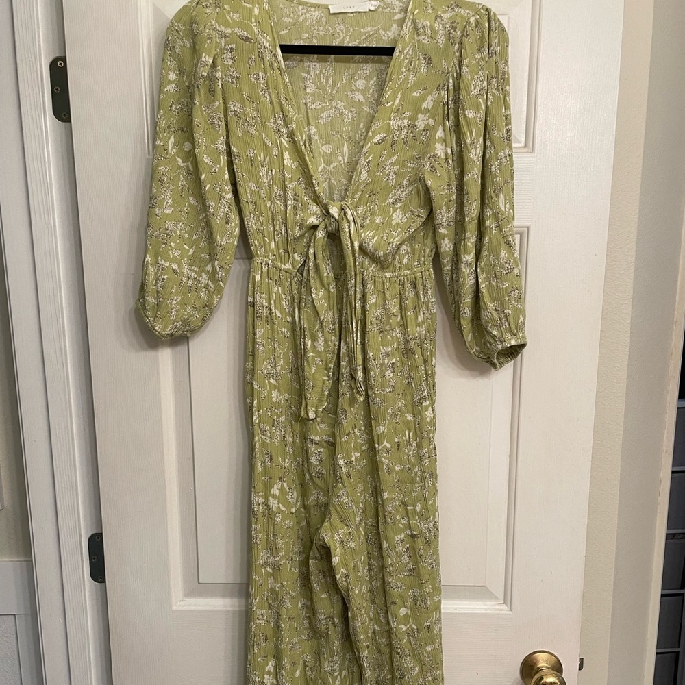 Lush Emerald Green Gauzy Jumpsuit Sz Small